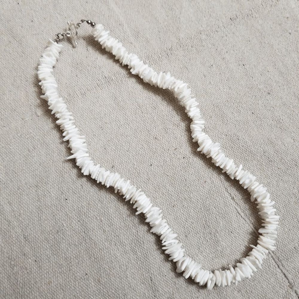 Puka Shell Bar And Hoop Clasp Necklace